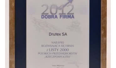 DRUTEX uhonorowany tytułem "Dobra Firma 2012"