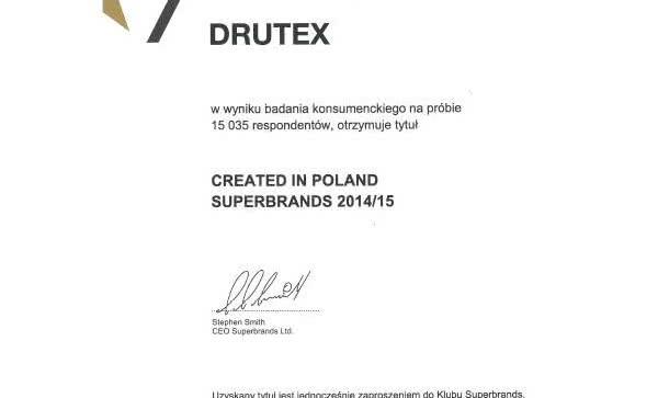 Firma DRUTEX z nagrodą Superbrands 2014